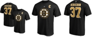 Fanatics Men's Patrice Bergeron Black Boston Bruins Captain Patch Authentic Stack Name and Number T-shirt